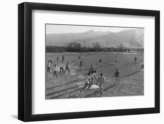 Football game at Manzanar Relocation Center, 1943-Ansel Adams-Framed Photographic Print