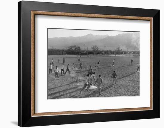 Football game at Manzanar Relocation Center, 1943-Ansel Adams-Framed Photographic Print