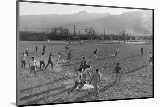 Football game at Manzanar Relocation Center, 1943-Ansel Adams-Mounted Photographic Print