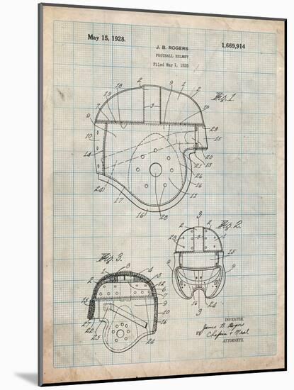 Football Helmet Patent-Cole Borders-Mounted Art Print