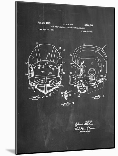 Football Helmet With Chinstrap Patent-null-Mounted Art Print