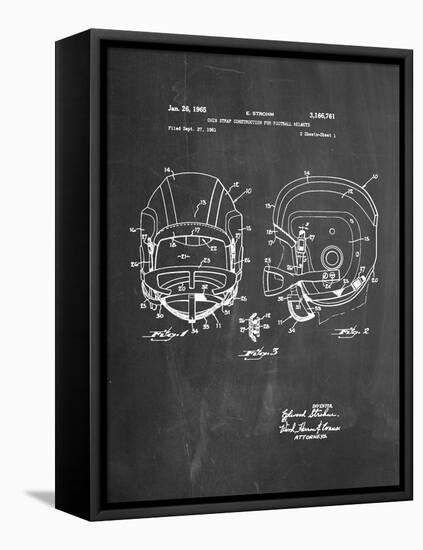 Football Helmet With Chinstrap Patent-null-Framed Stretched Canvas