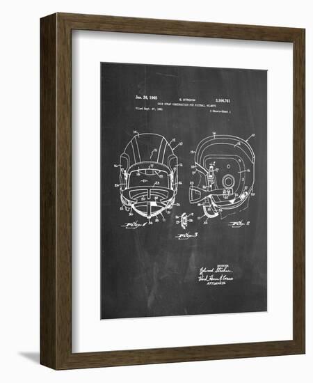 Football Helmet With Chinstrap Patent-null-Framed Premium Giclee Print