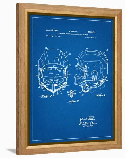 Football Helmet With Chinstrap Patent-null-Framed Stretched Canvas