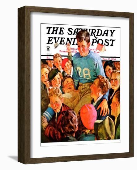 "Football Hero," Saturday Evening Post Cover, November 17, 1934-Eugene Iverd-Framed Giclee Print