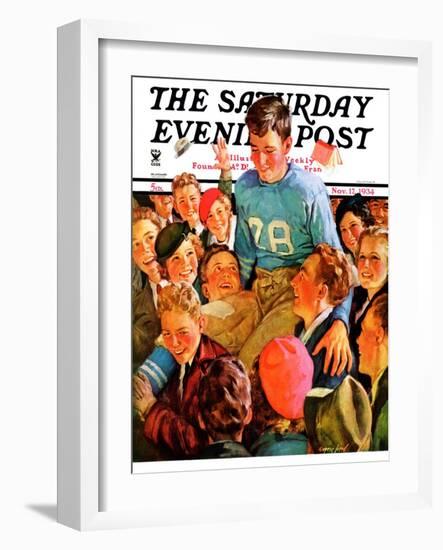 "Football Hero," Saturday Evening Post Cover, November 17, 1934-Eugene Iverd-Framed Giclee Print