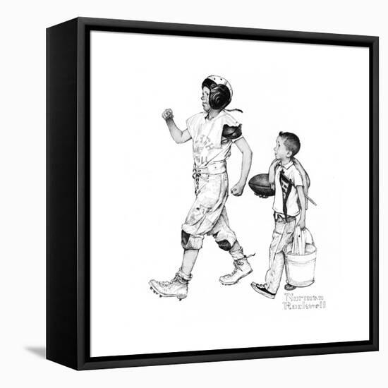 Football Hero-Norman Rockwell-Framed Premier Image Canvas