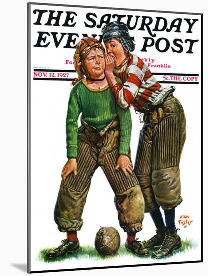 "Football Huddle," Saturday Evening Post Cover, November 12, 1927-Alan Foster-Mounted Giclee Print