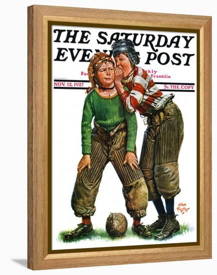 "Football Huddle," Saturday Evening Post Cover, November 12, 1927-Alan Foster-Framed Premier Image Canvas