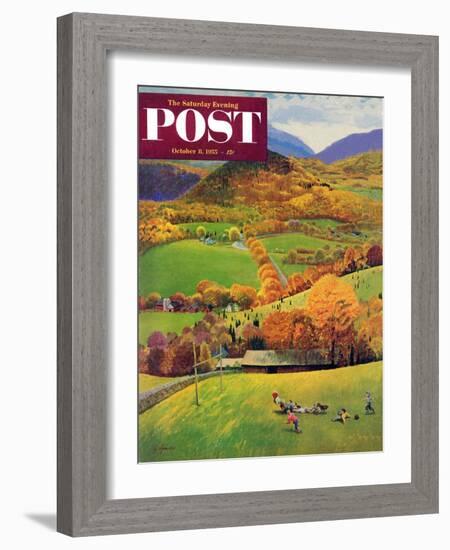 "Football in the Country" Saturday Evening Post Cover, October 8, 1955-John Clymer-Framed Giclee Print