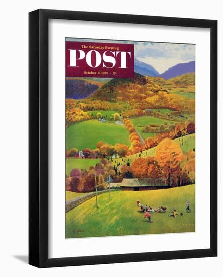 "Football in the Country" Saturday Evening Post Cover, October 8, 1955-John Clymer-Framed Giclee Print