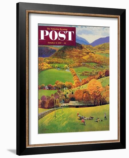 "Football in the Country" Saturday Evening Post Cover, October 8, 1955-John Clymer-Framed Giclee Print