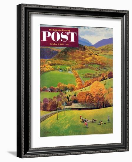 "Football in the Country" Saturday Evening Post Cover, October 8, 1955-John Clymer-Framed Giclee Print