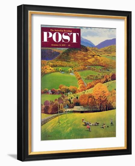 "Football in the Country" Saturday Evening Post Cover, October 8, 1955-John Clymer-Framed Giclee Print