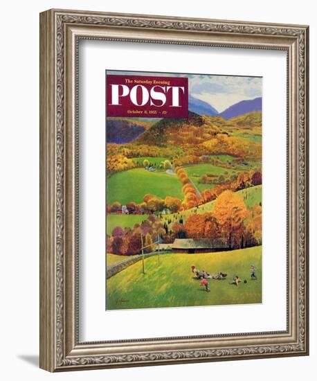 "Football in the Country" Saturday Evening Post Cover, October 8, 1955-John Clymer-Framed Giclee Print