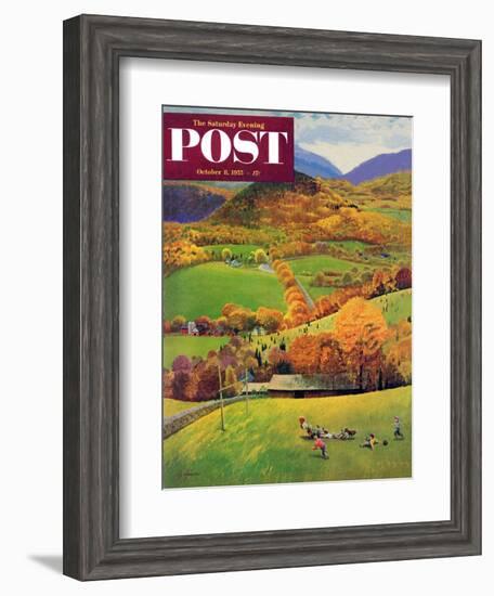 "Football in the Country" Saturday Evening Post Cover, October 8, 1955-John Clymer-Framed Giclee Print
