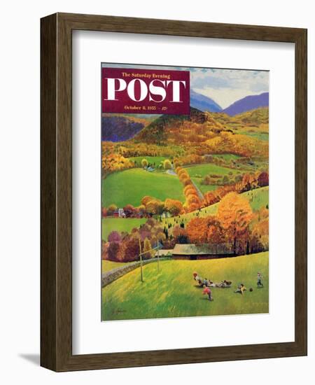 "Football in the Country" Saturday Evening Post Cover, October 8, 1955-John Clymer-Framed Giclee Print