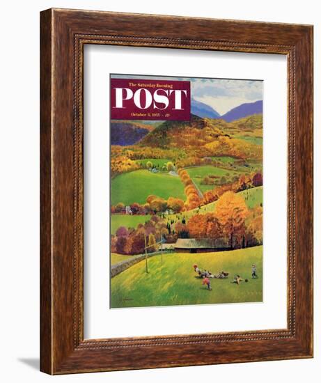 "Football in the Country" Saturday Evening Post Cover, October 8, 1955-John Clymer-Framed Giclee Print