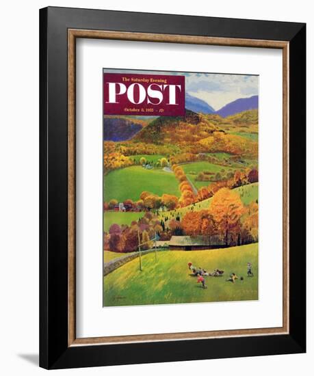 "Football in the Country" Saturday Evening Post Cover, October 8, 1955-John Clymer-Framed Giclee Print