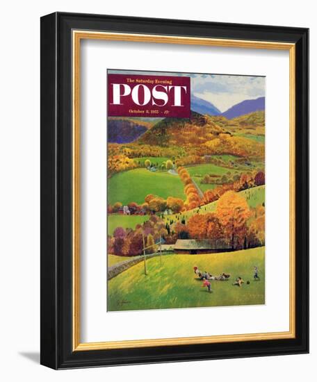 "Football in the Country" Saturday Evening Post Cover, October 8, 1955-John Clymer-Framed Giclee Print