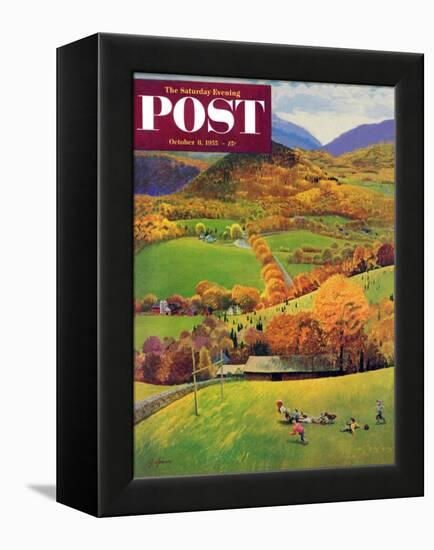 "Football in the Country" Saturday Evening Post Cover, October 8, 1955-John Clymer-Framed Premier Image Canvas