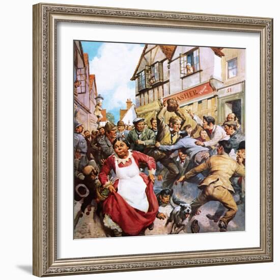 Football in the Streets-McConnell-Framed Giclee Print