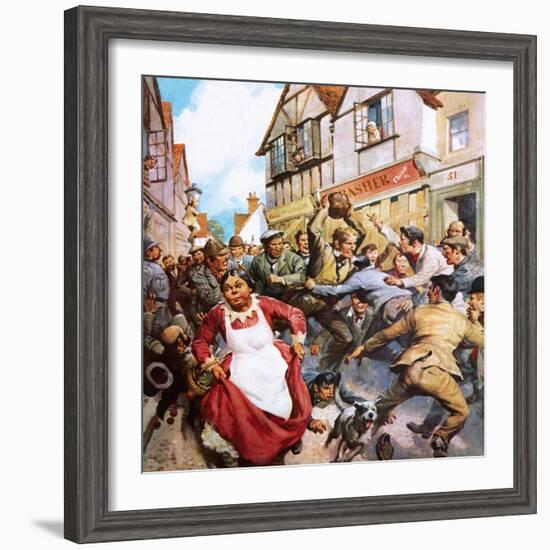 Football in the Streets-McConnell-Framed Giclee Print