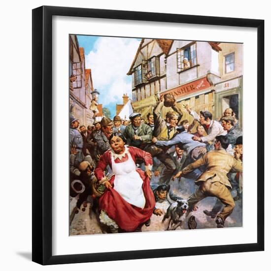 Football in the Streets-McConnell-Framed Giclee Print