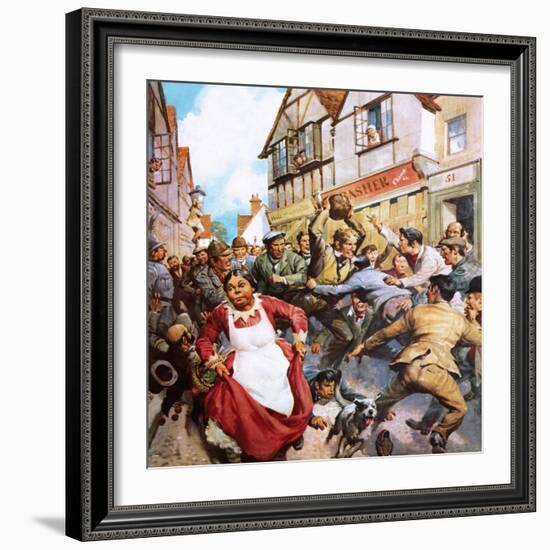 Football in the Streets-McConnell-Framed Giclee Print