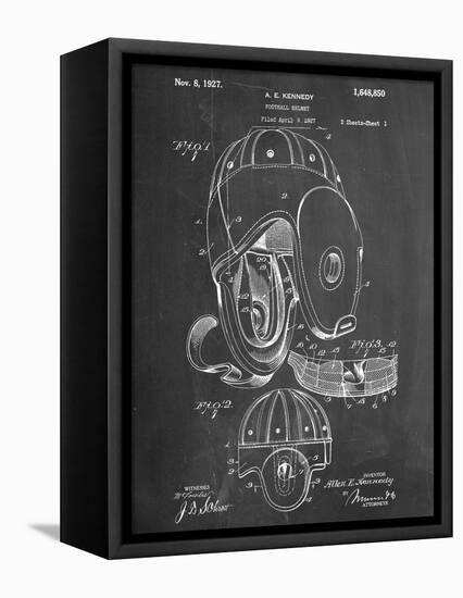 Football Leather Helmet Patent-null-Framed Stretched Canvas