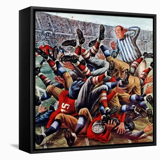 "Football Pile-up," October 23, 1948-Constantin Alajalov-Framed Premier Image Canvas