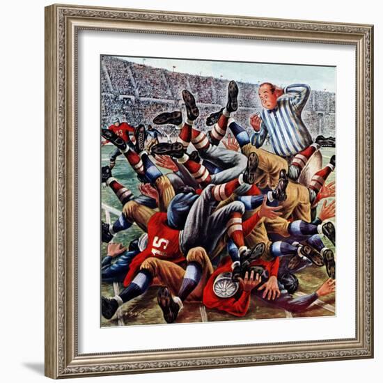 "Football Pile-up," October 23, 1948-Constantin Alajalov-Framed Giclee Print