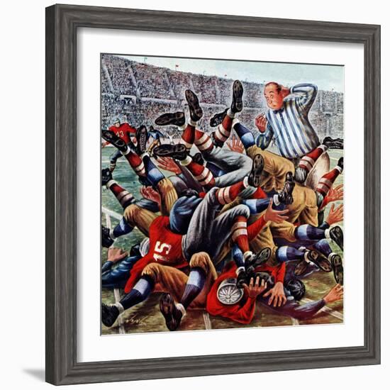 "Football Pile-up," October 23, 1948-Constantin Alajalov-Framed Giclee Print