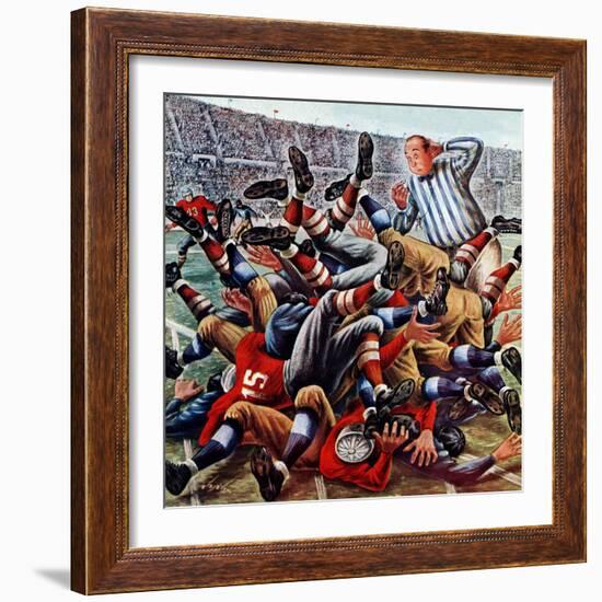"Football Pile-up," October 23, 1948-Constantin Alajalov-Framed Giclee Print
