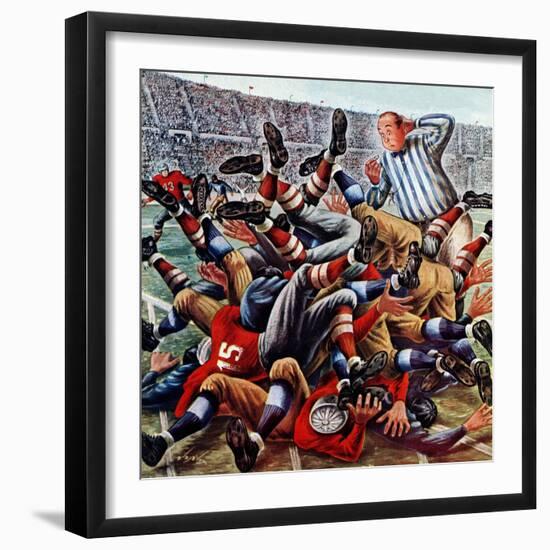 "Football Pile-up," October 23, 1948-Constantin Alajalov-Framed Giclee Print