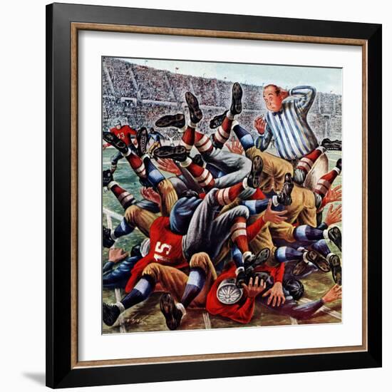 "Football Pile-up," October 23, 1948-Constantin Alajalov-Framed Giclee Print