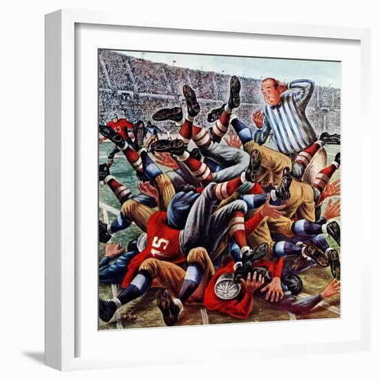 "Football Pile-up," October 23, 1948-Constantin Alajalov-Framed Giclee Print