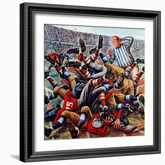 "Football Pile-up," October 23, 1948-Constantin Alajalov-Framed Giclee Print