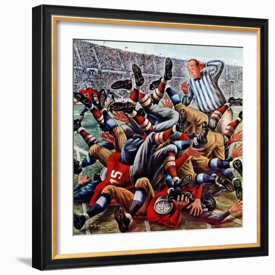 "Football Pile-up," October 23, 1948-Constantin Alajalov-Framed Giclee Print