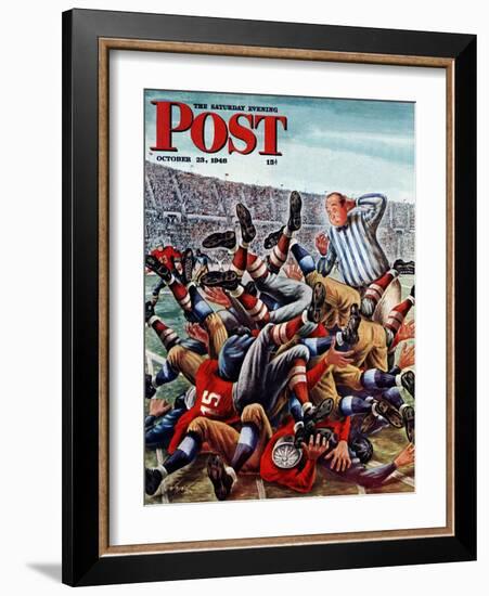 "Football Pile-up," Saturday Evening Post Cover, October 23, 1948-Constantin Alajalov-Framed Premium Giclee Print