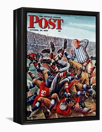 "Football Pile-up," Saturday Evening Post Cover, October 23, 1948-Constantin Alajalov-Framed Premier Image Canvas