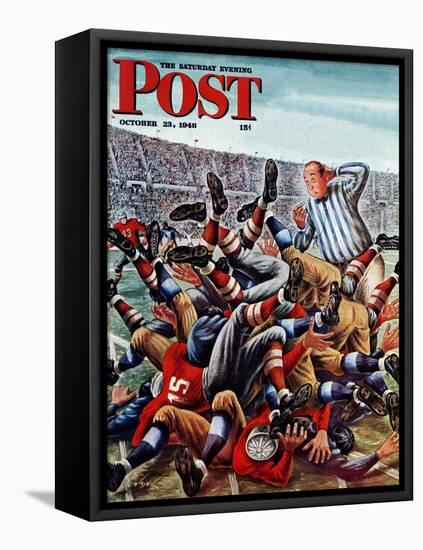 "Football Pile-up," Saturday Evening Post Cover, October 23, 1948-Constantin Alajalov-Framed Premier Image Canvas