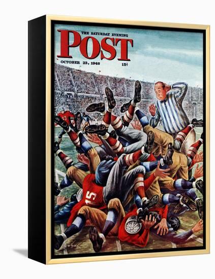 "Football Pile-up," Saturday Evening Post Cover, October 23, 1948-Constantin Alajalov-Framed Premier Image Canvas