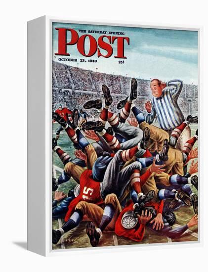 "Football Pile-up," Saturday Evening Post Cover, October 23, 1948-Constantin Alajalov-Framed Premier Image Canvas