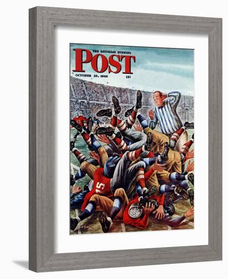 "Football Pile-up," Saturday Evening Post Cover, October 23, 1948-Constantin Alajalov-Framed Giclee Print