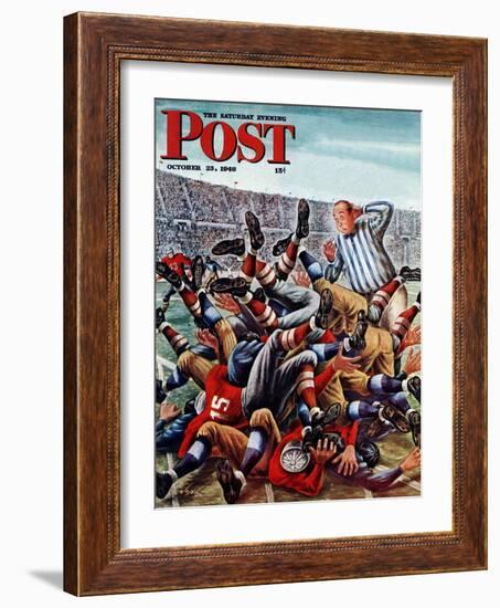 "Football Pile-up," Saturday Evening Post Cover, October 23, 1948-Constantin Alajalov-Framed Giclee Print