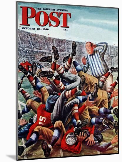 "Football Pile-up," Saturday Evening Post Cover, October 23, 1948-Constantin Alajalov-Mounted Giclee Print