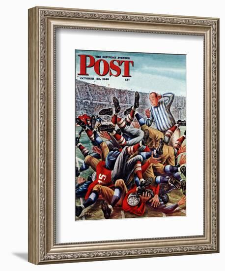 "Football Pile-up," Saturday Evening Post Cover, October 23, 1948-Constantin Alajalov-Framed Giclee Print