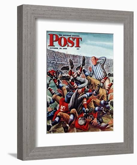 "Football Pile-up," Saturday Evening Post Cover, October 23, 1948-Constantin Alajalov-Framed Giclee Print