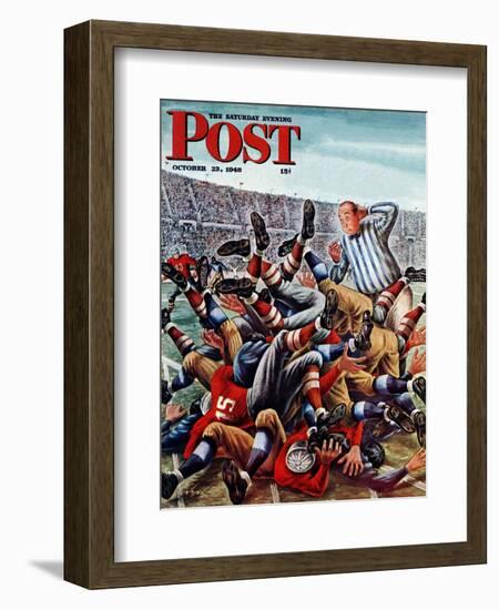 "Football Pile-up," Saturday Evening Post Cover, October 23, 1948-Constantin Alajalov-Framed Giclee Print